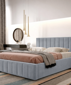 Pat tapitat Siena, gri deschis - 140x200, somiera ortopedica