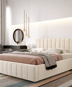 Pat tapitat Siena, Crem - 160x200, somiera ortopedica