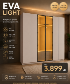 Dulap Eva Light Cașmir – 240 cm - integral MDF