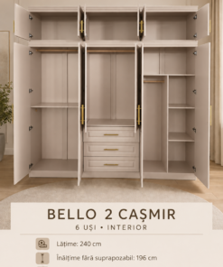 Dulap Bello 2 - 6 usi casmir - integral MDF - Clasic, elegant, cu preț imbatabil - imagine 5